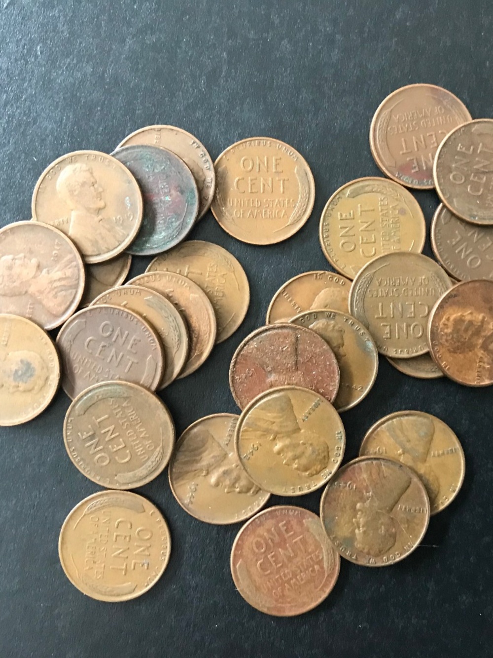Lot of 55 Wheat Cents, P&D Mints, Circulated, 1915-1958 (See Description)